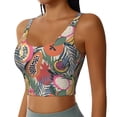 thumbnail image 2 of Fotbe Tropical Fruit Pattern Womens' Sports Bra Longline Wirefree Padded with Medium Support Sports Moisture-Wicking Workou Vest,Tank Top-, 2 of 9