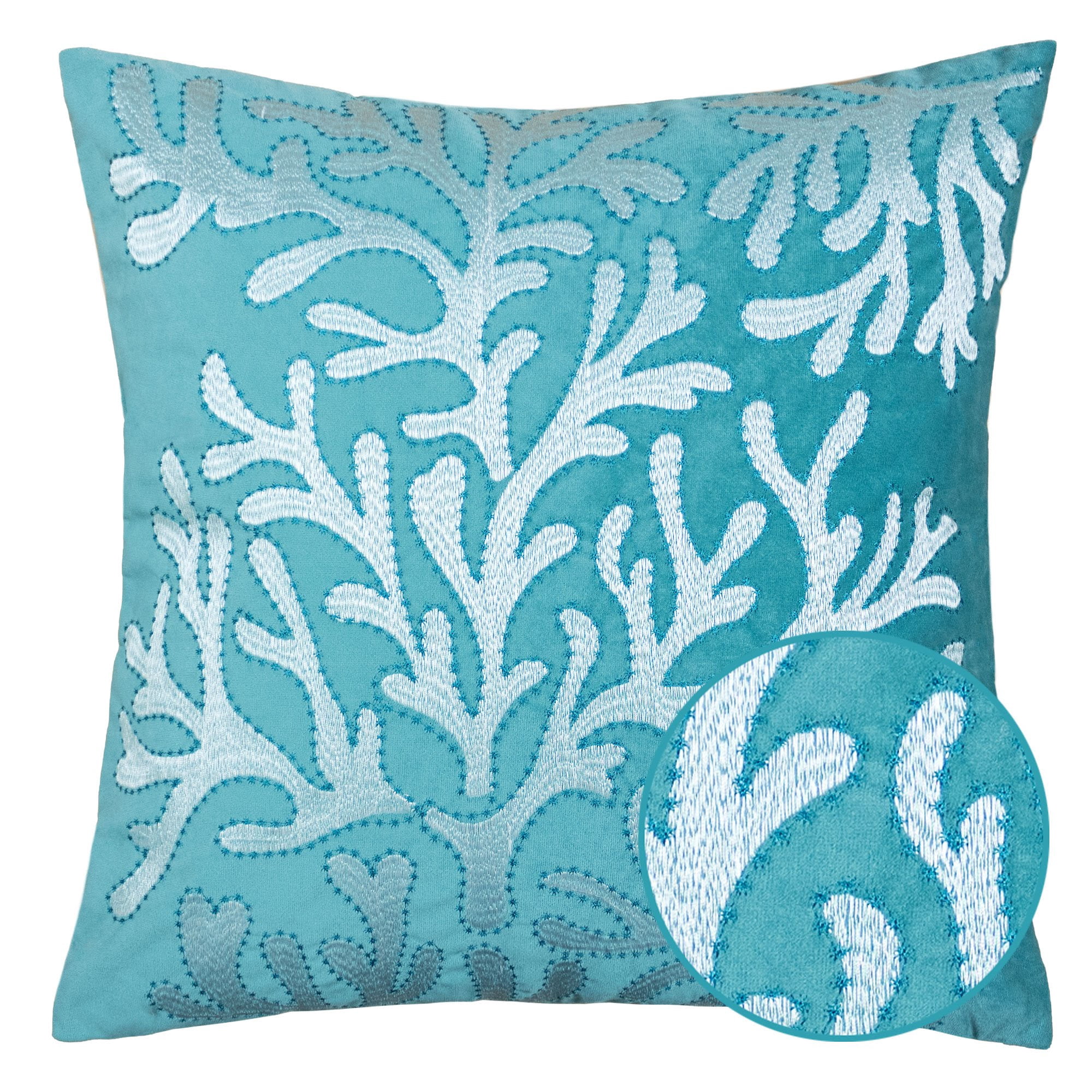 Kara Teal Abstract Polyester 20 in. x 20 in. Throw Pillow