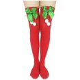 thumbnail image 6 of ShomPort 4PCS Women's Christmas Thigh Highs Solid Color Stockings With Bow Womens Knee High Socks Thin Over The Knee Socks, 6 of 6