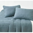 thumbnail image 2 of Chezmoi Collection Weaver Dusty Blue Bedspread Coverlet Set Crinkle Textured Zig Zag Bedding Cover Quilt Set 3-Piece King, 2 of 6