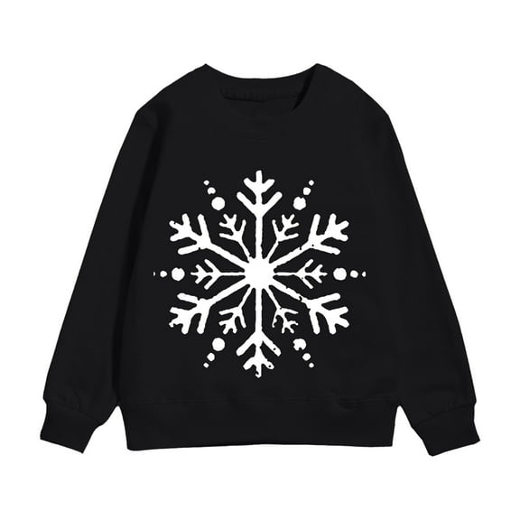 Mrzhqd Toddler Girls Hoodies Sweatshirts Size 18-24 Months Christmas Snowflake Printed Warm Crewneck Sweatershirt For Christmas Kids Pullover Long Sleeve Long Sleeve Cute Print Girl Tops Black