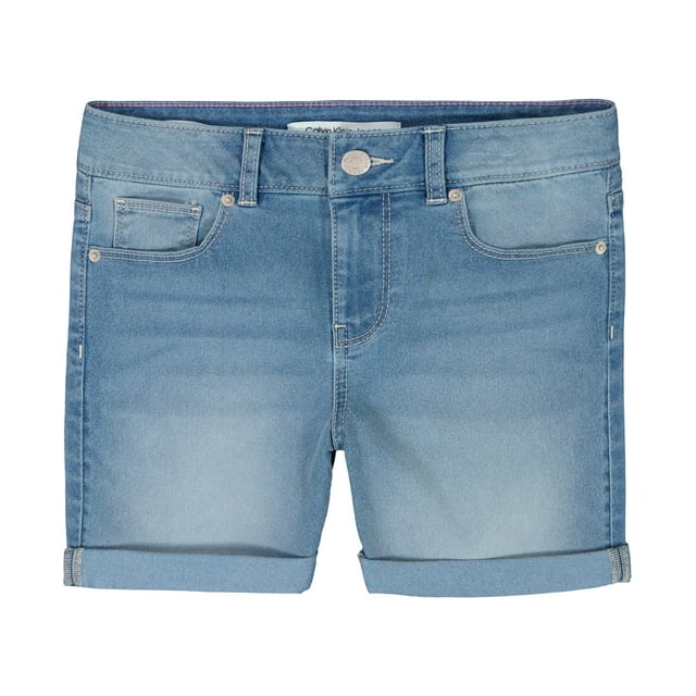 Pantalones cortos Calvin Klein para niñas, vaqueros elásticos, corte novio, 7 años