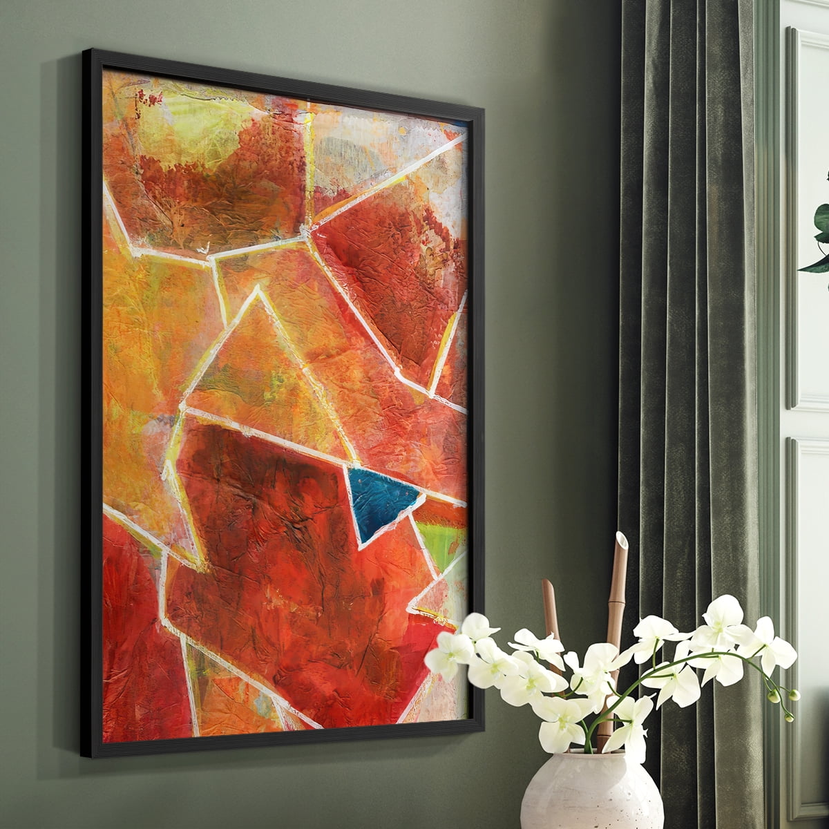 Primary Connection VII Framed Print in Black Solid Wood Framed Print No Nail Hanging