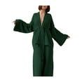 thumbnail image 1 of VISgogo Conjuntos de pijamas para mujer, cárdigan de manga larga de color sólido con cinturón + conjunto de pantalones largos elásticos de cintura alta VISgogo  moda, 1 of 9