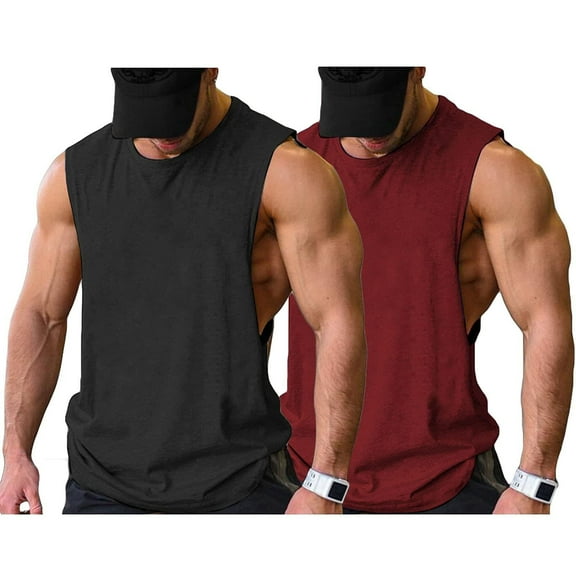 COOFANDY Men's 2 Pack Sport Tank Tops Workout Muscle Tee Bodybuilding T Shirts