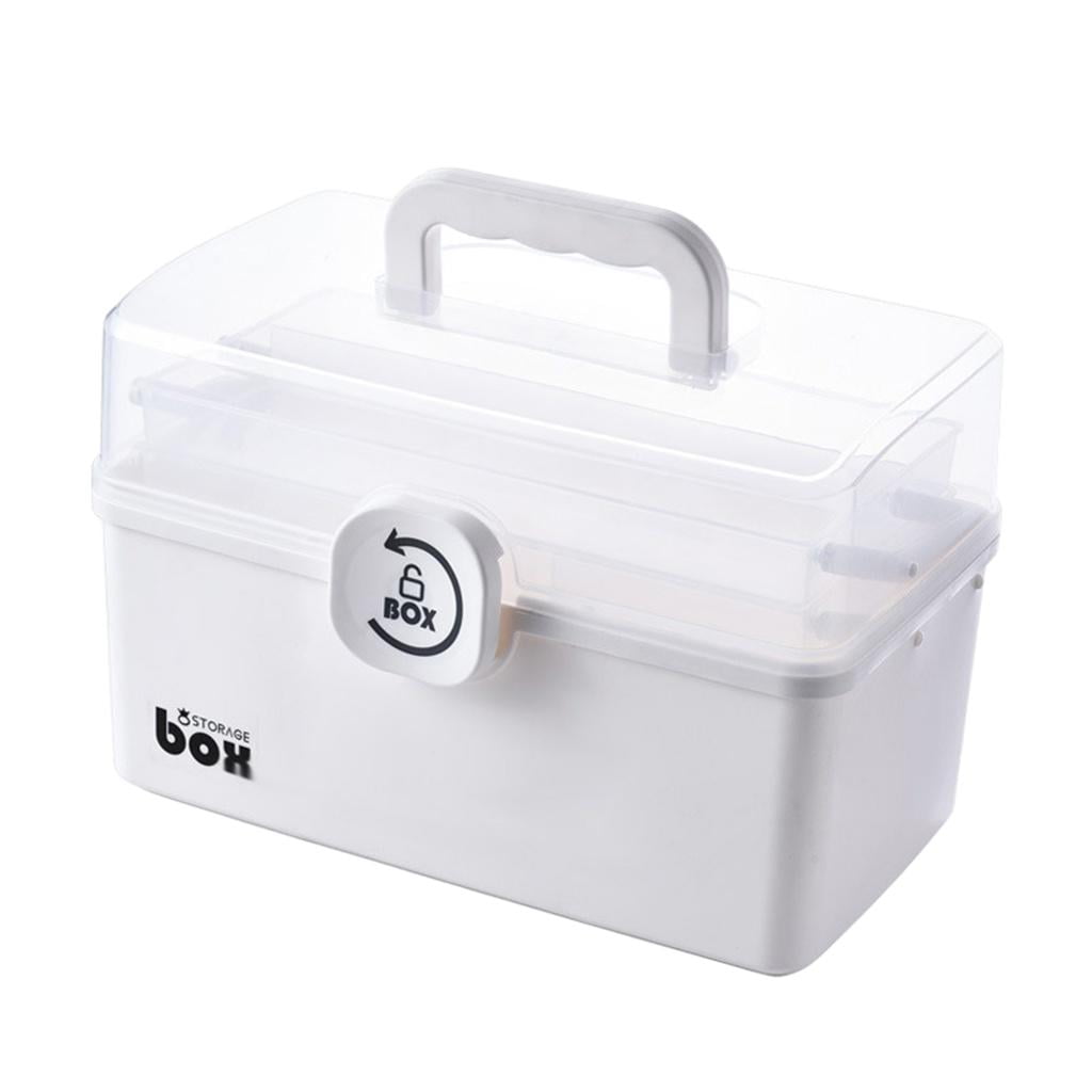 DOLITY First Aid Box with Portable Handle, Family Emergency Kit, Multi-Purpose Box, Emergency Transparent Lid Box, Easy Accessibility White 3-Tier