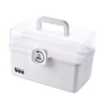 DOLITY First Aid Box with Portable Handle, Family Emergency Kit, Multi-Purpose Box, Emergency Transparent Lid Box, Easy Accessibility White 3-Tier