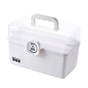 DOLITY First Aid Boîte avec poignée portable, trousse d'urgence familiale, boîte multi-usages, boîte à lis transparent d' urgence, facile d'accès blanc 3-Tier