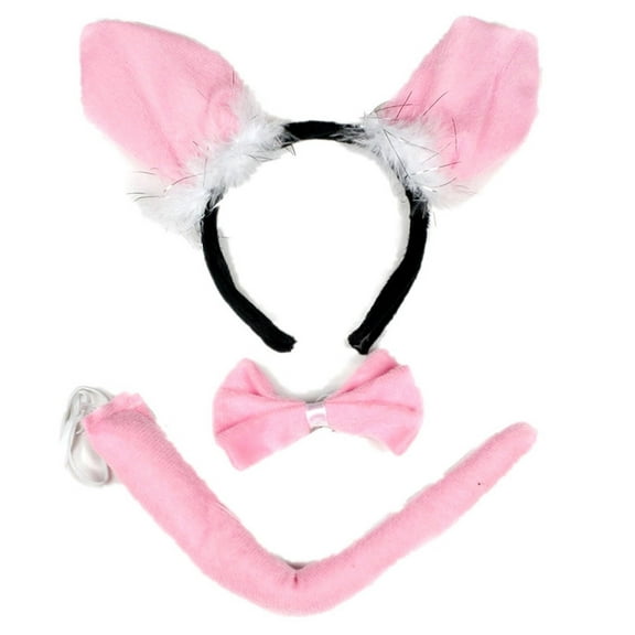 Petitebelle Little Pig Headband Bowtie Tail 3pc Costume (Pink, One Size)