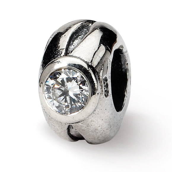 925 Sterling Silver Charm For Bracelet Cubic Zirconia Cz Bead Stone Crystal Ed Clear Spacer