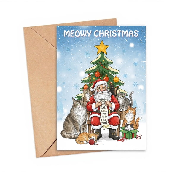 Tarjeta de felicitación TeloNook Meowy Xmas Cats 3.5x5 in