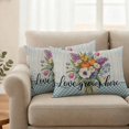 thumbnail image 2 of Purple Orange Flower Pillow Covers 2 Pack Tulips Love Grow Here Vintage Blue Striped Pillowcase Waterproof Outdoor Throw Pillow Cover for Patio Balcony Rectangular Cushion 20”x12”, 2 of 9