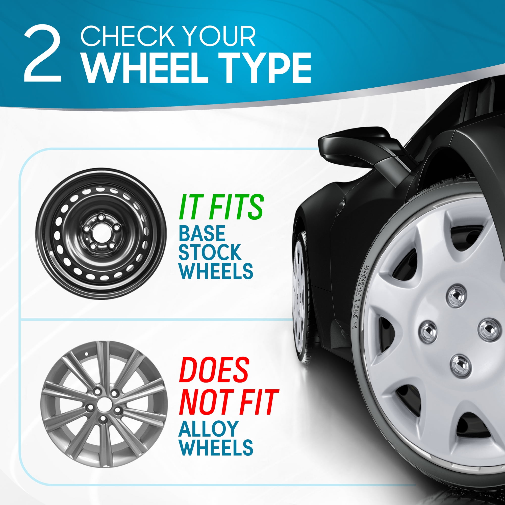 (4-Pack) BDK Premium Hubcaps 14" Wheel Rim Cover Hub Caps OEM Style Replacement Snap On Car Truck SUV - 14 Inch Set