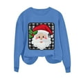 thumbnail image 4 of asdoklhq Women Long Sleeve Tops Christmas Women's Round Neck Hoodless Christmas Printed Casual Loose Sweatshirt Blue S, 4 of 6