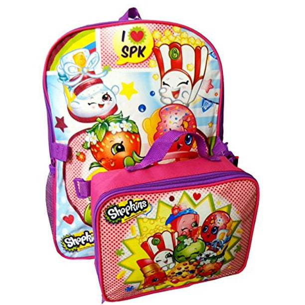 Shopkins 16" Large Backpack with Detachable Lunch Box Bag