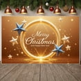 thumbnail image 4 of Gold Theme Merry Christmas Banner Star Decorated Happy New Year Banner Shiny Green Wave Holiday Banner for Christmas Party New Year Celebration Indoor Decoration, 4 of 9