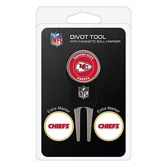 Herramienta de reparación de césped NFL Kansas City Chiefs con marcadores de bola.