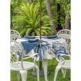 thumbnail image 2 of Outdoor Tablecloth with Umbrella Hole and Zipper, Fall Thanksgiving Round Table Cloth 54 Inch Waterproof Tablecloth, Blue White Pumpkin Eucalyptus Wood Picnic Table Cover for Patio Camping, 2 of 7