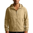 thumbnail image 2 of Ceisia Men's Solid Color Hooded Zip Up Ice Silk Thin Lightweight Water Resistant Sun Protection Jacket Top Khaki XXXL Gifts, 2 of 9