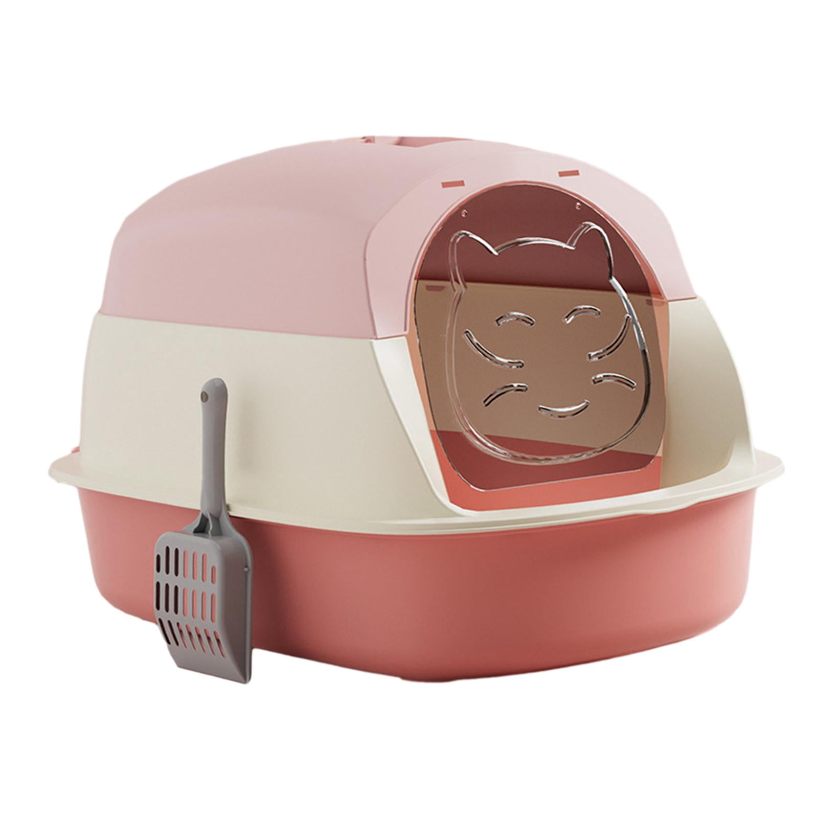 Bvdfgk Hooded Cat Litter Boxes, Hooded Pet Litter Box, Fully Enclosed Cat Toilet, Large Pink