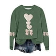 thumbnail image 2 of Sweatshirts for Womens Valentine's Love Heart Bow Printed Shirts Long Sleeve Round Neck Blouses Valentine's Day Sweater Pullover Tops Plus Size, 2 of 5