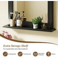 thumbnail image 5 of SAZYY Bathroom Mirror with Shelf - 27" x 22.5" Wall Mirror Over Bathroom Sink, Wooden Frame Modern Rectangular Hanging Vanity Makeup Mirrors for Washroom, Entryway, Black, 5 of 10