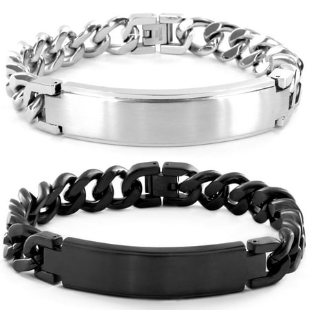 West Coast Jewelry Crucible Stainless Steel Brushed ID Bracelet