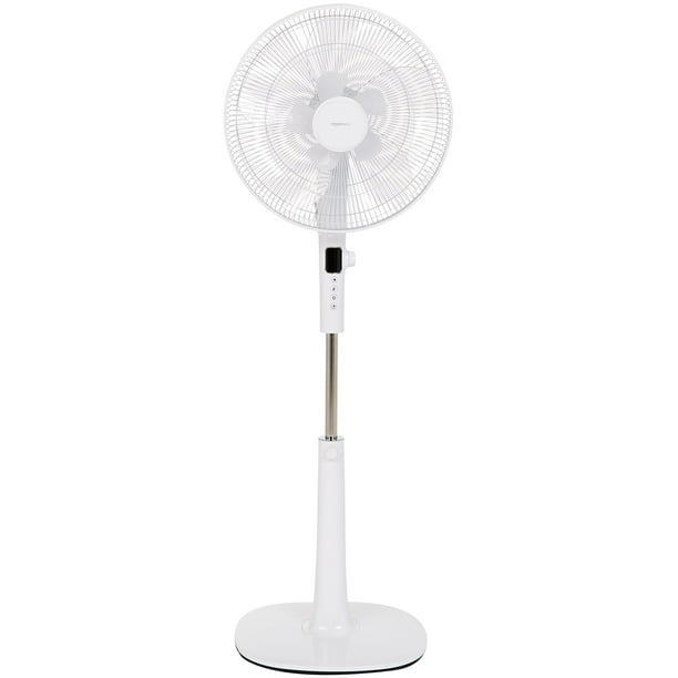 Oscillating Dual Blade Standing Pedestal Fan with Remote Quiet DC Motor, 16Inch