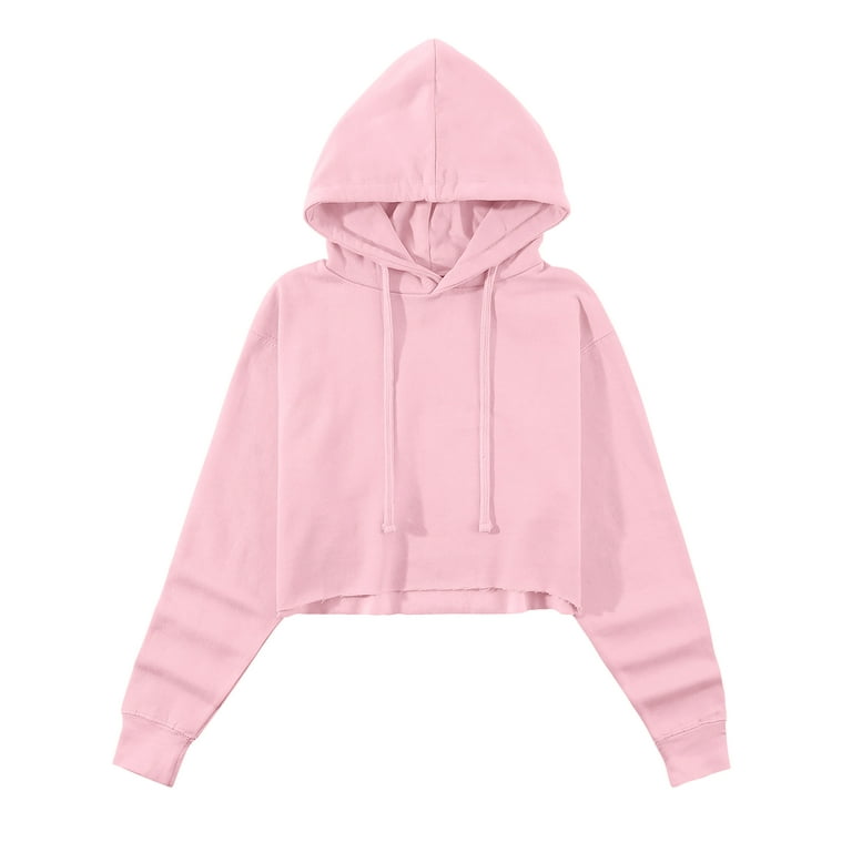 Ma Croix Womens Crop Top Hoodie Long Sleeve Casual Fleece Hooded