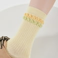 thumbnail image 4 of WMTBSRSW Frilly Trim Crew Socks Cute Breathable Ribbed Cotton Socks Ultra Stretchy Double Layer Ruffle Ankle Socks Free Size, 4 of 4