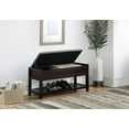 thumbnail image 2 of Nmkwnr Fabric Upholstery Seat Bench with Shoe Storage Shelf, Perfect for Home, Living Room, Dark Brown, 2 of 5