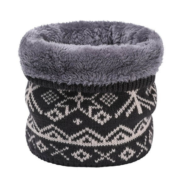 Yuanlong Winter Scarves Geometric Print High-Neck Short Warm Fleece Lined Double Scarf windproof Face Mask Neck Gaiter