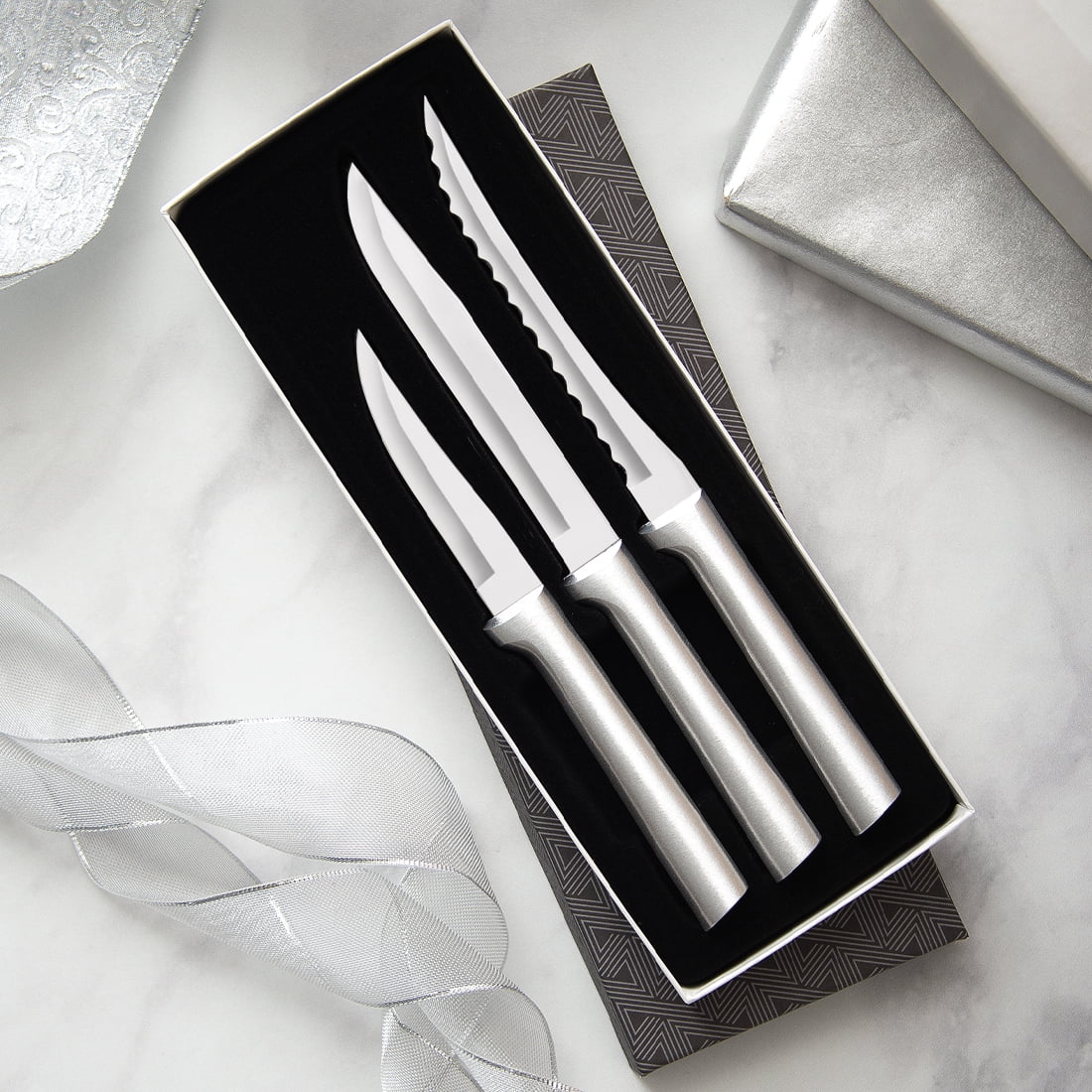Rada Kitchen Knives Boxed Set, 3 Piece Cook’s Choice Gift Set, Heavy Duty Paring Knife, Utility/Steak Knife, and Tomato Slicer