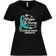 thumbnail image 3 of Inktastic Ovarian Cancer Awareness Brave and Strong with Arrows Women's Plus Size T-Shirt, 3 of 5