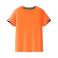 thumbnail image 3 of Linjinx Kids Boys Girls 2 Piece Tracksuit Moisture Wicking Short T-shirts with Sport Shorts Set Gym Orange&Black 120, 3 of 4