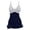Navy, variant on Xfvqtps Women One Piece Swimsuit Swim Dress Tummy Control Stripe Ruched Bathing Suits V Neck Ruffle Skirt Swimwear Green