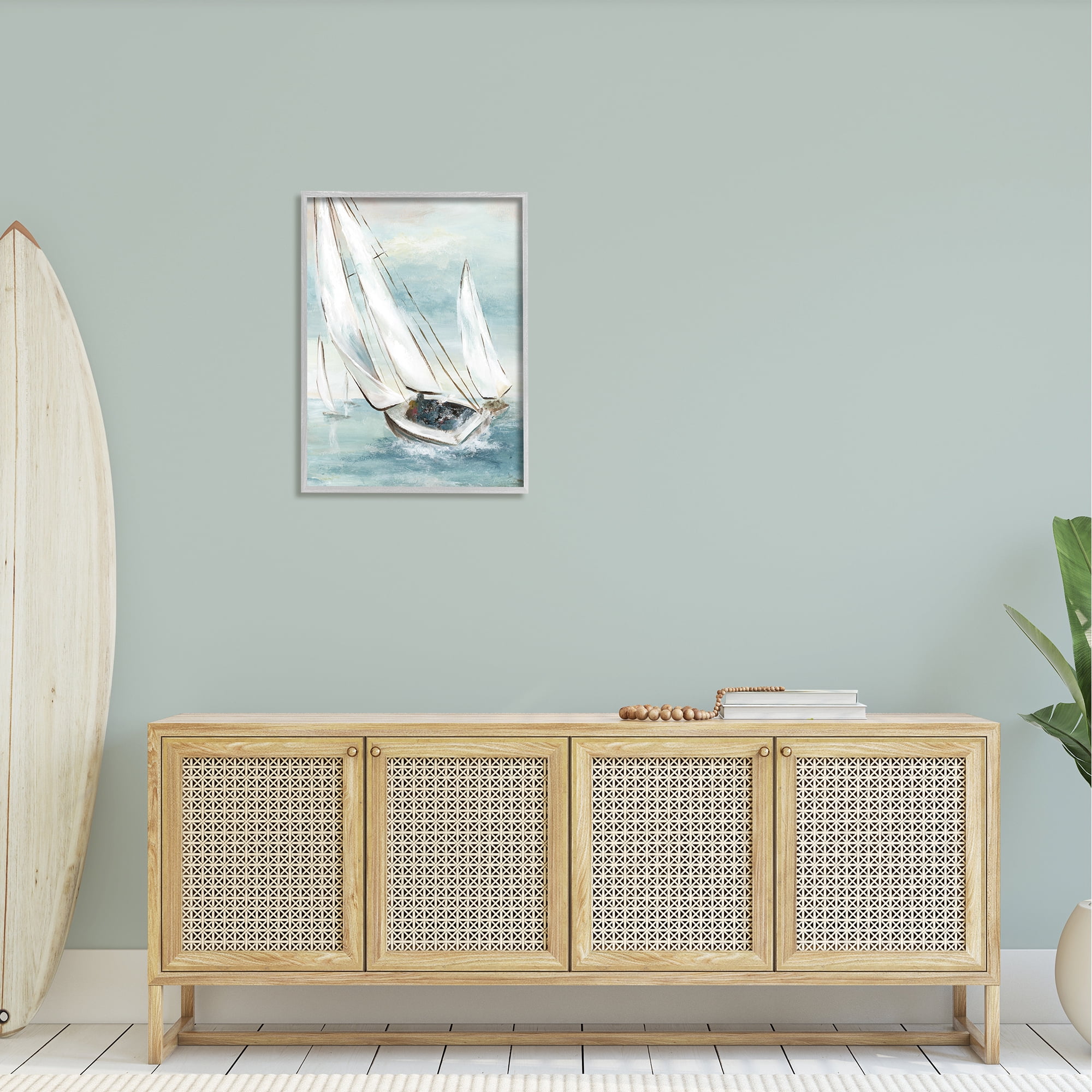 Stupell Industries Sailboat Watercraft Sailing Water Splashing Ocean Waves, 24 x 30, Design by Nan