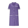 thumbnail image 4 of Yghzkop Women's V-Neck Medical Scrub Dress Healthcare Work Uniform Lapel Button Pocket Midi Dress Lightweight Stretch Nursing Dress Easy Care Solid, 4 of 6