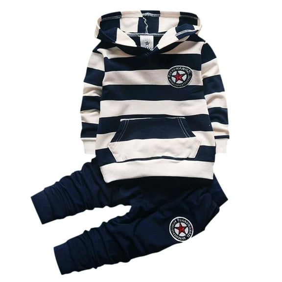 URMAGIC Toddler Baby Boy Girl Long Sleeve Stripe Hoodie Tops Pants 2PCS Casual Outfit Set