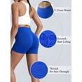 thumbnail image 2 of Nimiah Workout Shorts for Women Cross Waist Active Gym Spandex High Waisted Athletic Shorts, Royal Blue, 2 of 7