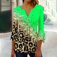 thumbnail image 2 of IROINNID Savings Tunic Tops for Women Womens Oversized Shirt Leisure Trumpet 3/4 Sleeve Printed Buttoned Basic Ruched Corset Tunic Tops Pleated T-shirts Blouses,Green, 2 of 5