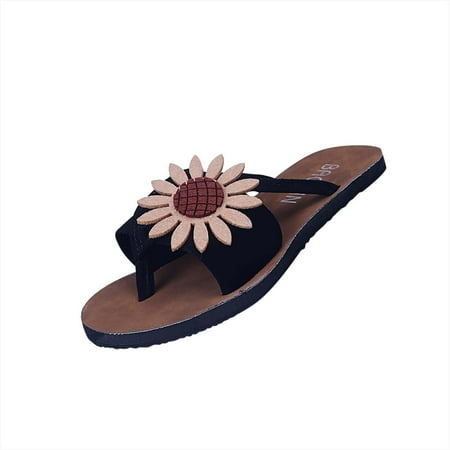

CYMMPU Women s Slippers Summer Ladies Sandals And Slippers Flip Flops Suede Flowers Flat Beach Shoes