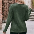 thumbnail image 4 of ShomPort Sweaters for Women Causal Scoop Neck Long Sleeve Ribbed Tops Split Hem Fall Ladies Blouses (Army Green 3), 4 of 5