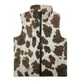 thumbnail image 4 of Xoenoiee Brown Cow Pattern Toddler Girls Vest Warm Winter Jacket with Full Zip, Lightweight Sleeveless Coat Stand Collar Warm Vest for Kids Teens, 9-10 Years, 4 of 7