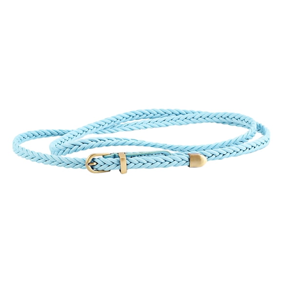 Women's Braided Belts Retro Korean Style Woven Waist Belts Sky Blue One Size