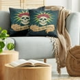 thumbnail image 5 of Ambesonne Sugar Skull Throw Pillow Cover 2 Pack, Day of Dead Grunge, 18", Dark Teal, 5 of 7
