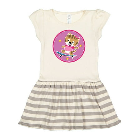 

Inktastic Skateboarding Cat Girls Skateboarder Gift Toddler Girl Dress