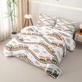 thumbnail image 3 of Manfei Classic Train Bed Spread Queen,Brown Railroads Tracks Queen Coverlet Set,3 Pieces, 3 of 7