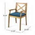 thumbnail image 3 of Abena Outdoor Acacia Wood Dining Chair, Set of 2, Teak with Blue Cushions, 3 of 9