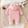 thumbnail image 2 of Jalioing Newborn Baby Fuzzy Snowsuit Cute Solid Color Long Sleeve Zipper Rompers Winter Thermal Fleece Jumpsuit, 2 of 9